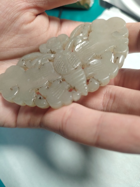 古玩玉器明代和田玉籽料蝴蝶佩真品鑒賞圖