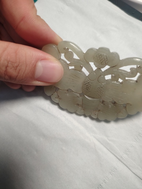 古玩玉器明代和田玉籽料蝴蝶佩真品鑒賞圖