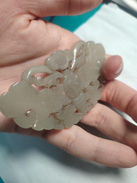 古玩玉器明代和田玉籽料蝴蝶佩真品鑒賞圖