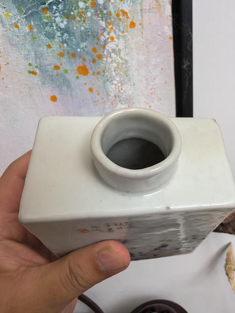 古玩陶瓷晚清淺降彩名家茶葉罐真品鑒賞圖