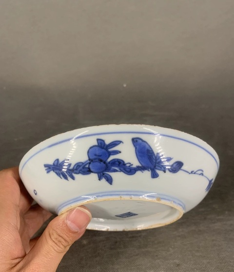 古玩陶瓷青花花鳥紋盤真品鑒賞圖