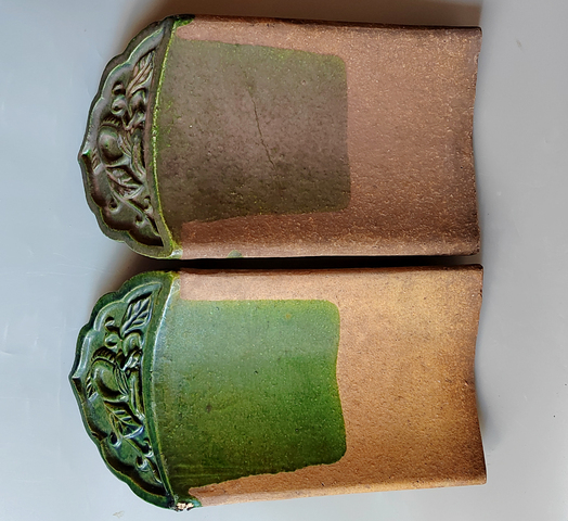 古玩陶瓷綠釉龍紋瓦當真品鑒賞圖