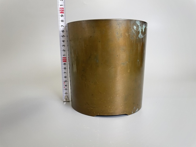 古玩銅器清晚期 嵌銀釘銅爐真品鑒賞圖