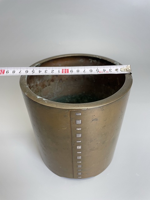 古玩銅器清晚期 嵌銀釘銅爐真品鑒賞圖
