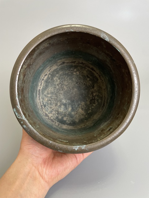 古玩銅器清晚期 嵌銀釘銅爐真品鑒賞圖
