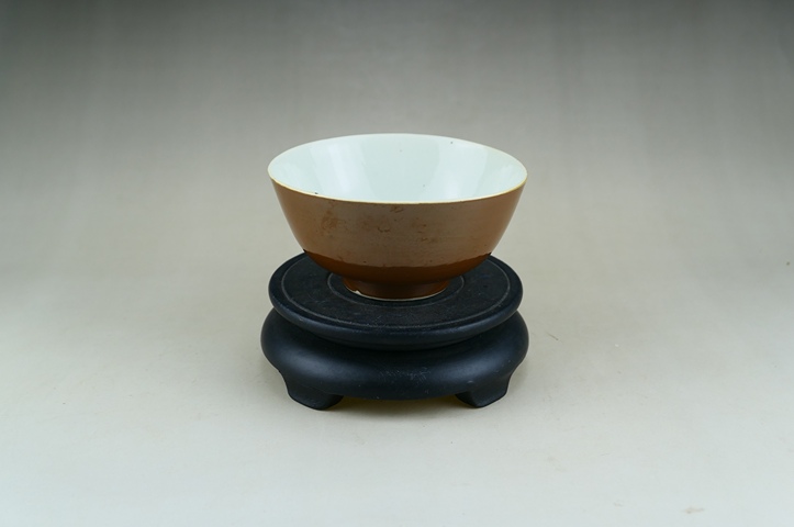 古玩陶瓷清晚期.紫金釉茶碗拍賣,當前價格34元