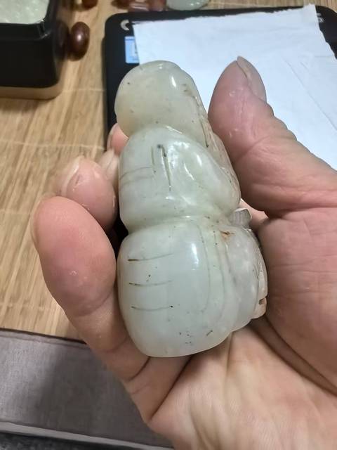 古玩玉器和田玉雕“漁翁得利”把件真品鑒賞圖