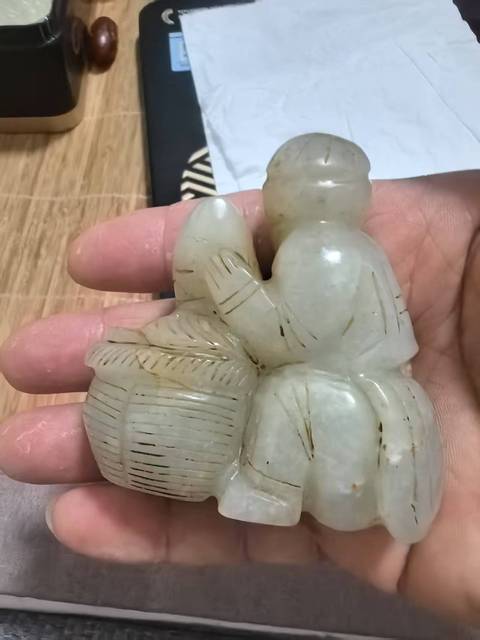 古玩玉器和田玉雕“漁翁得利”把件真品鑒賞圖