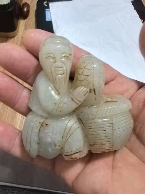 古玩玉器和田玉雕“漁翁得利”把件真品鑒賞圖