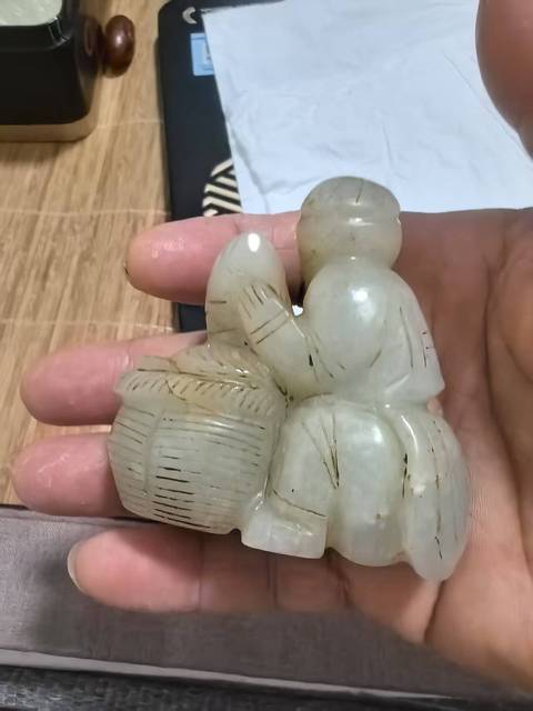 古玩玉器和田玉雕“漁翁得利”把件真品鑒賞圖