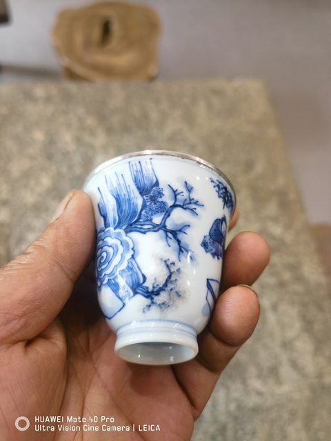 古玩陶瓷人物紋青花杯真品鑒賞圖