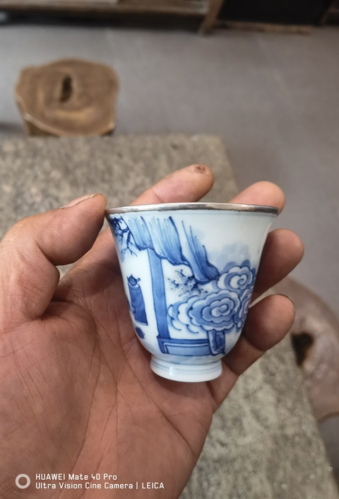 古玩陶瓷人物紋青花杯真品鑒賞圖