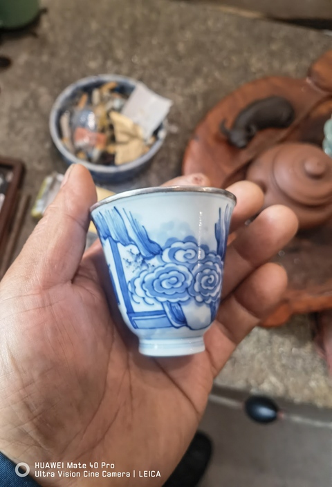 古玩陶瓷人物紋青花杯真品鑒賞圖