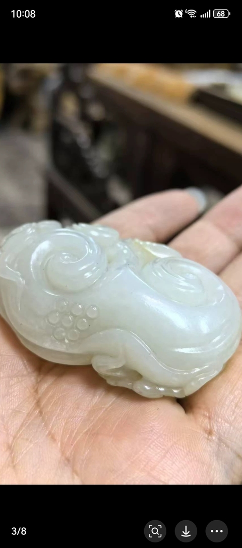 古玩玉器和田玉雕“福如意”把件真品鑒賞圖