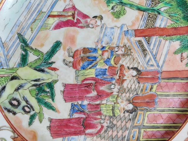 古玩陶瓷晚清廣彩盤真品鑒賞圖
