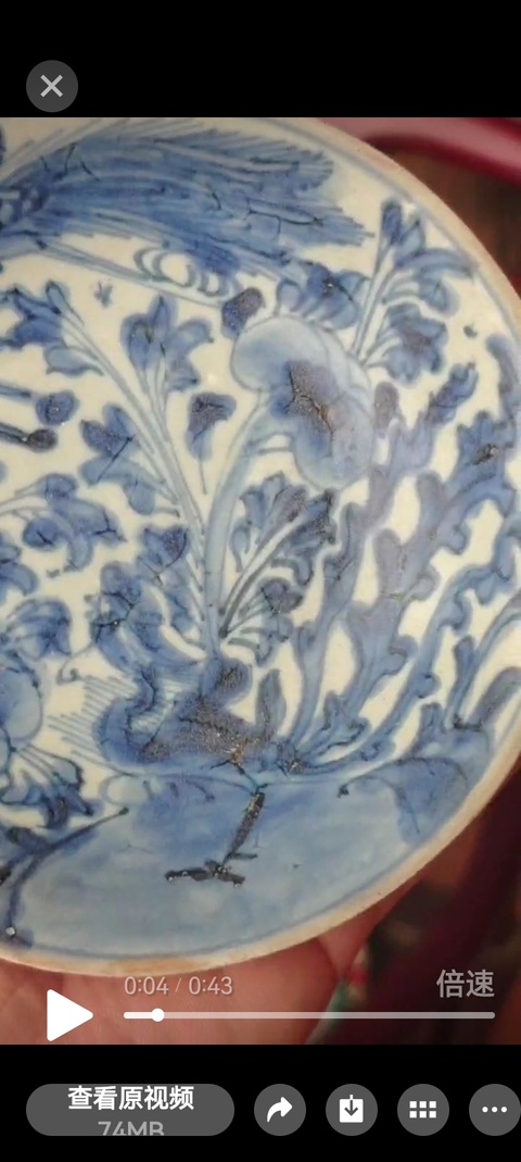 古玩陶瓷鳳紋青花盤真品鑒賞圖