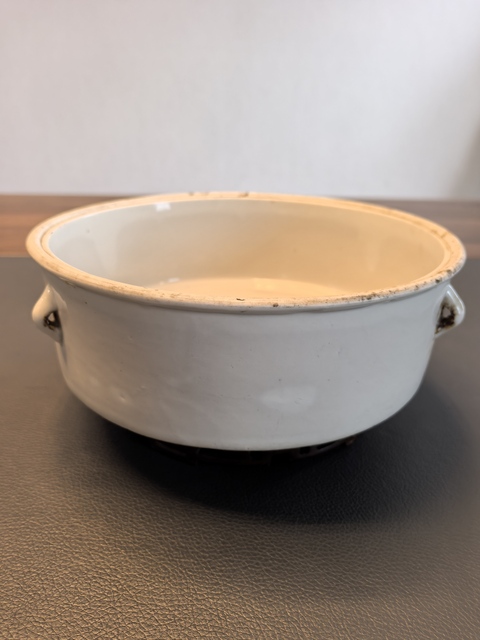 古玩陶瓷民國白釉一品鍋真品鑒賞圖