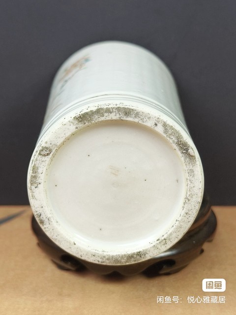 古玩陶瓷粉彩花鳥紋筆筒真品鑒賞圖