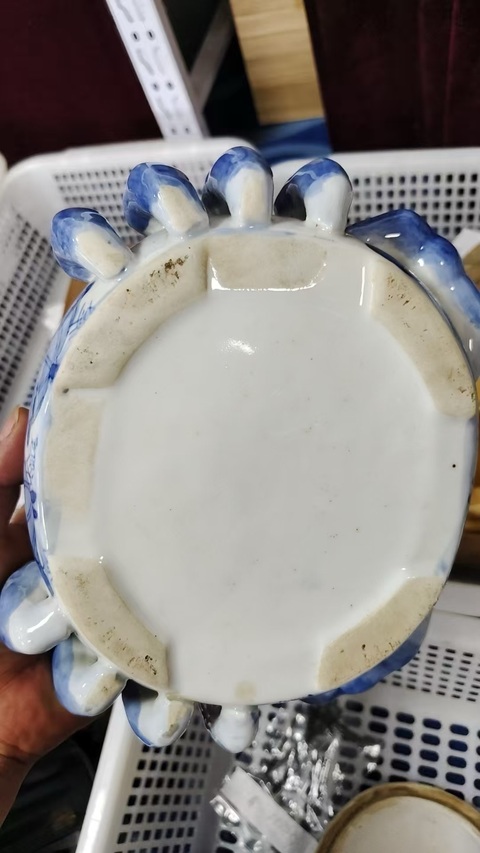 古玩陶瓷青花仿生瓷蓋盒真品鑒賞圖