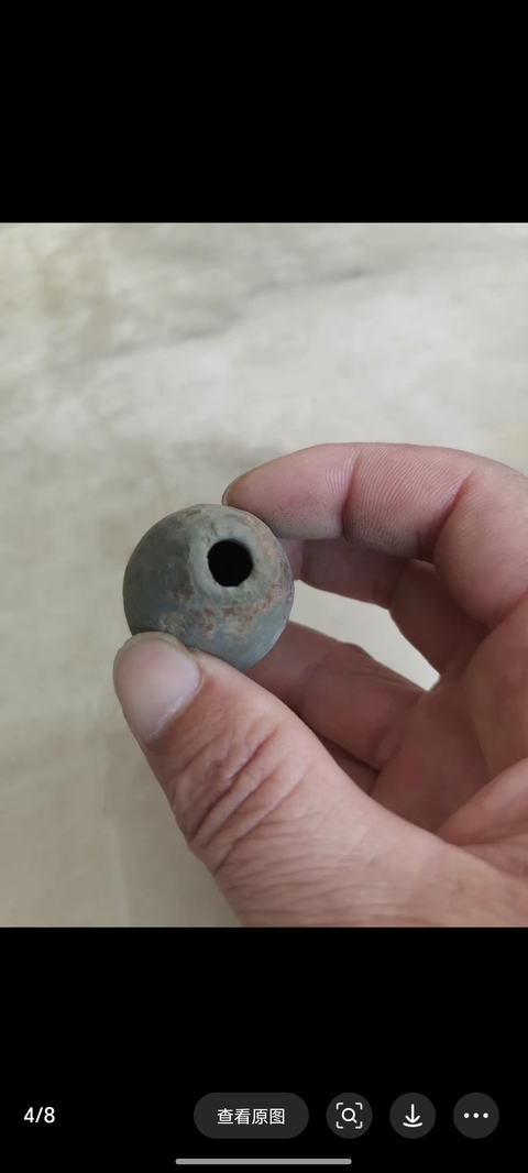 古玩陶瓷灰陶塤真品鑒賞圖