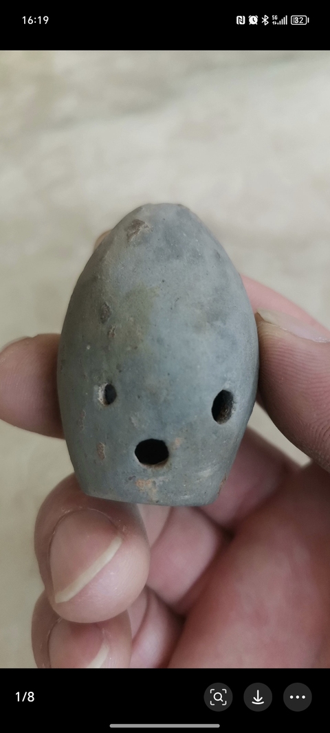 古玩陶瓷灰陶塤真品鑒賞圖