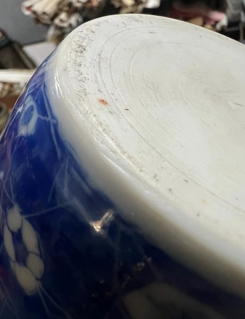 古玩陶瓷青花開光花鳥紋罐真品鑒賞圖