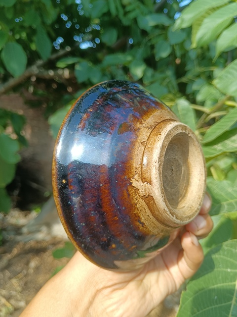 古玩陶瓷元末明初~窯變褐釉茶盞拍賣,當前價格1元