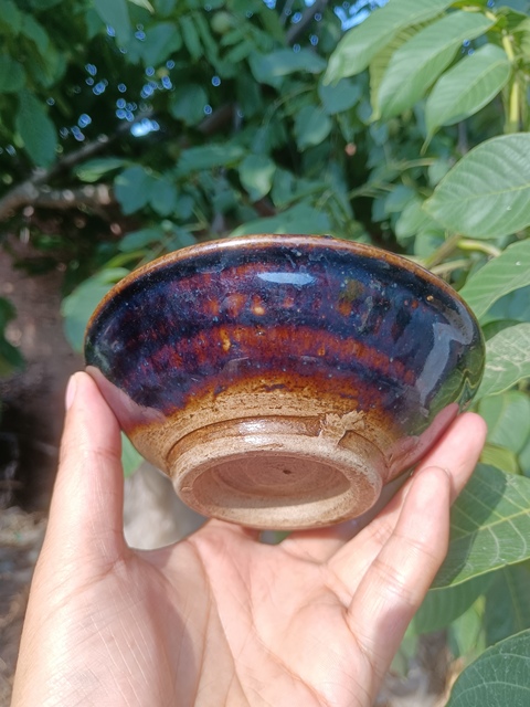 古玩陶瓷元末明初~窯變褐釉茶盞拍賣,當前價格1元