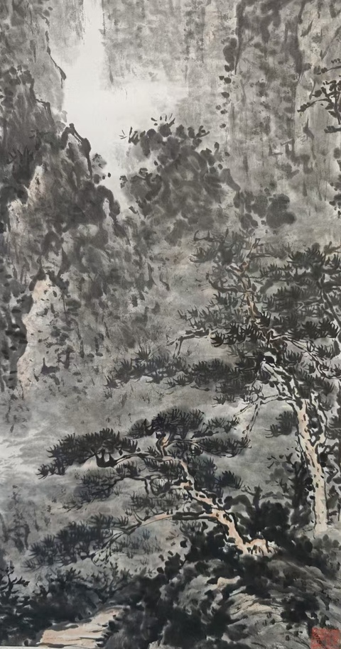 古玩字畫老中美協會員福建閩江學院教授林述槃(素凡)山水拍賣,當前價格3000元