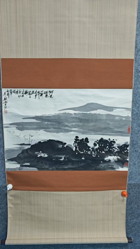 古玩字畫旅日華人畫家吳一騏山水拍賣,當前價格699元