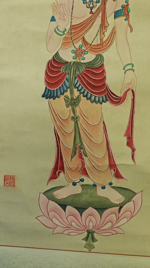 古玩字畫中美協(xié)會員何家英大師弟子趙永夫敦煌壁畫拍賣，當前價格899元
