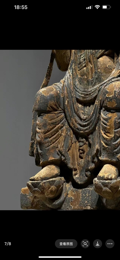 古玩雜項木雕觀音坐像真品鑒賞圖