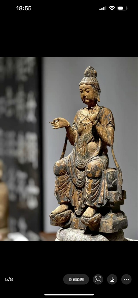 古玩雜項木雕觀音坐像真品鑒賞圖