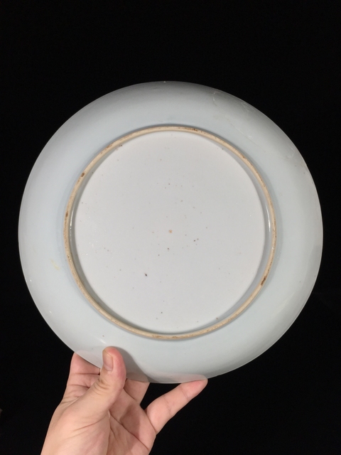 古玩陶瓷28cm 乾隆青花洞石欄桿蝶戀花紋深腹盤拍賣,當前價格1388元