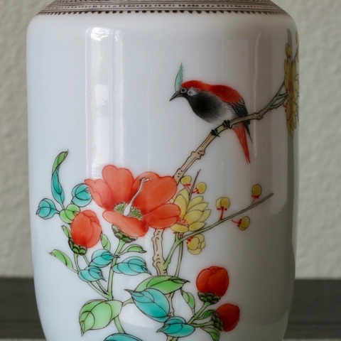 古玩陶瓷創(chuàng)匯 粉彩花鳥紋棒槌瓶真品鑒賞圖