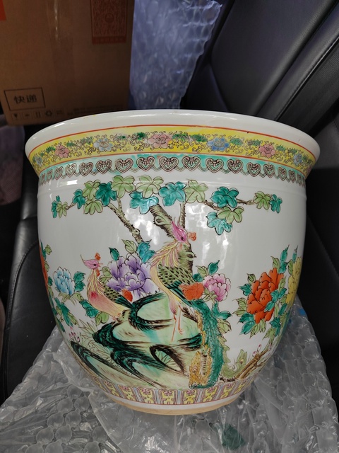 古玩陶瓷花鳥紋缸真品鑒賞圖