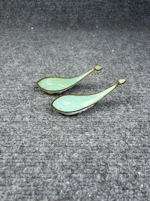 古玩雜項(xiàng)銅胎畫琺瑯湯勺一對(duì)真品鑒賞圖