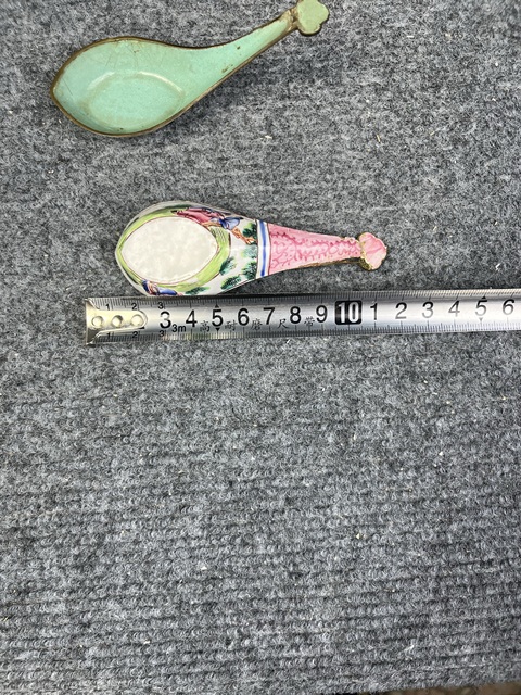 古玩雜項(xiàng)銅胎畫琺瑯湯勺一對(duì)真品鑒賞圖