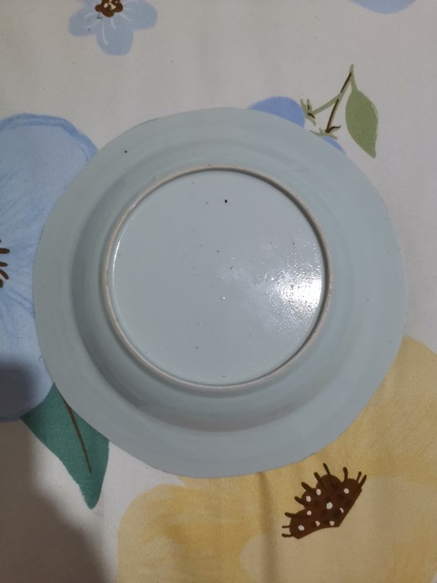 古玩陶瓷樓臺亭閣山水紋青花盤真品鑒賞圖