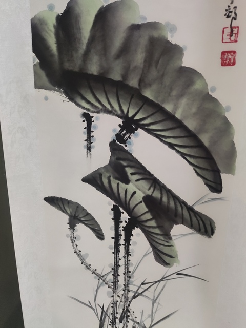 古玩字畫原裝原裱名家張學萬 荷花拍賣,當前價格10元