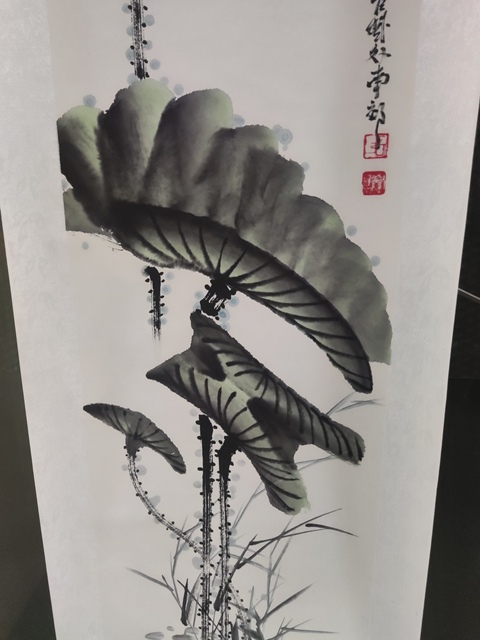 古玩字畫原裝原裱名家張學萬 荷花拍賣,當前價格10元