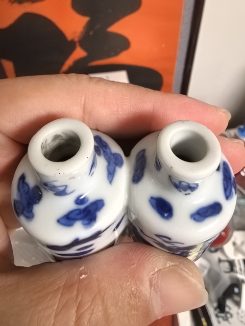 古玩陶瓷清光緒 青花龍紋雙連鼻煙壺真品鑒賞圖