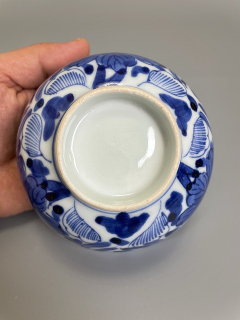 古玩陶瓷清早期 青花福在眼前花卉紋茶碗拍賣，當前價格230元