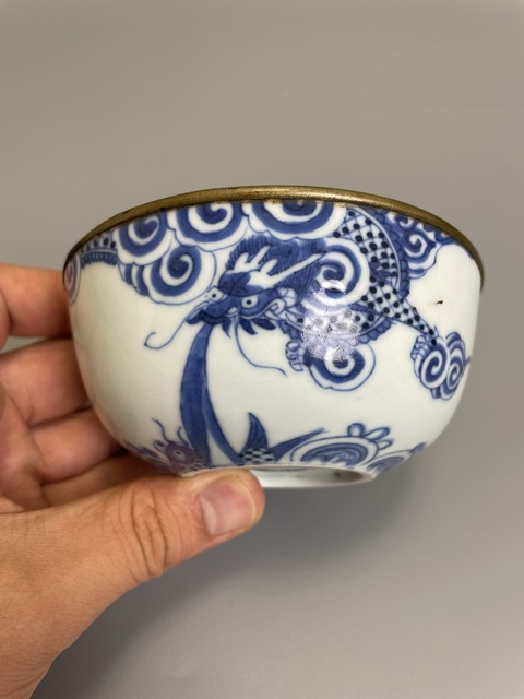 古玩陶瓷清光緒 二級官青花魚化龍紋碗拍賣,當(dāng)前價格1400元