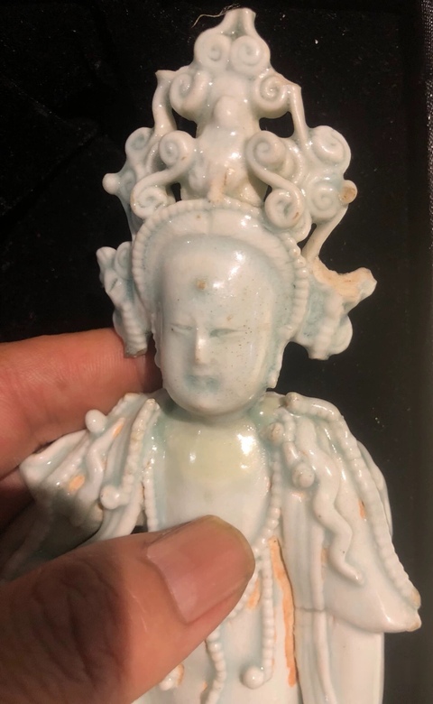 古玩陶瓷青白釉造像，注意品相真品鑒賞圖