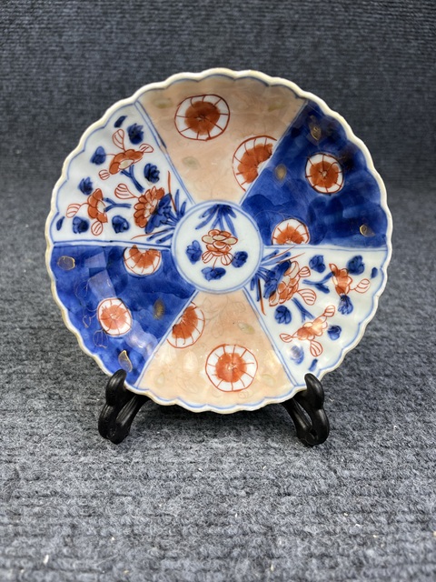 古玩陶瓷青花礬紅描金花卉紋盤拍賣,當前價格399元