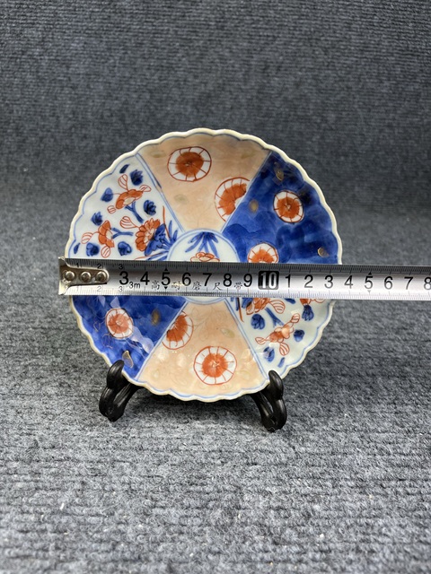 古玩陶瓷青花礬紅描金花卉紋盤拍賣,當前價格399元
