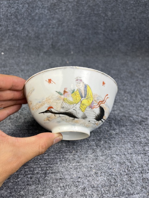 古玩陶瓷粉彩祝壽紋碗拍賣,當前價格688元