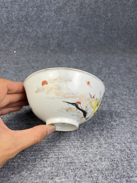 古玩陶瓷粉彩祝壽紋碗拍賣,當前價格688元
