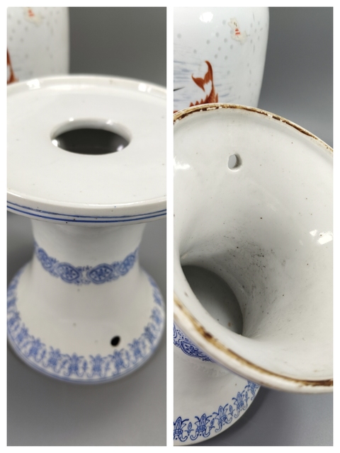 古玩陶瓷粉彩魚藻紋燈瓶真品鑒賞圖